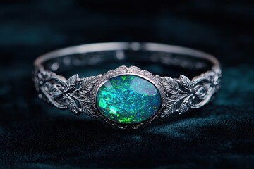 Stunning opal gemstone bracelet with intricate leaf design