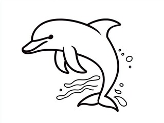 Fototapeta premium Stylized outline drawing of a dolphin swimming
