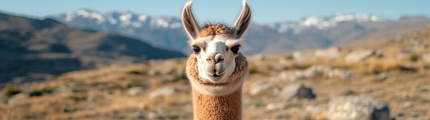 Obraz premium Curious Llama in the mountains