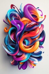 Fototapeta premium Colorful abstract swirls, vibrant design on a white background.