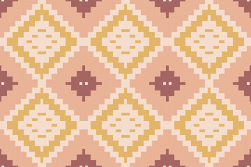 Cross Stitch Ndebele Traditional Pattern Artfolk Embroidery, Aztec Geometric Ornament Print. Design for Carpet, Wallpaper, Clothing, Wrapping, Fabric