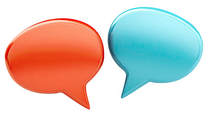 Red and blue speech bubbles isolated on white background