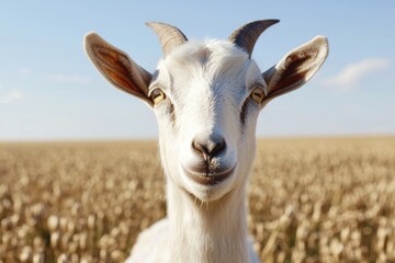 Obraz premium close-up portrait of a curious white goat