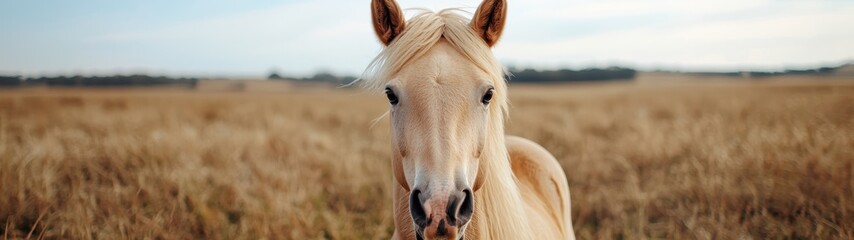Obraz premium Majestic white horse in golden field