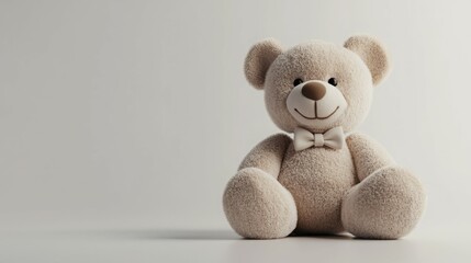 Smiling teddy bear wearing a bowtie.