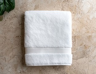 clean white towel on marble background