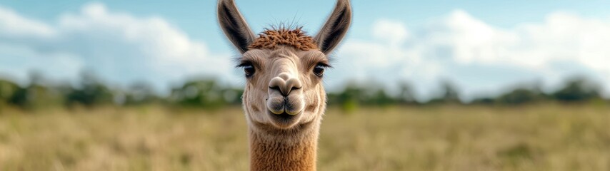 Obraz premium Curious llama in a field