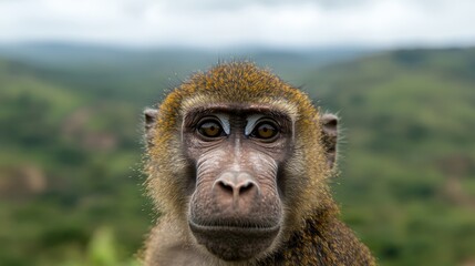 Fototapeta premium close-up portrait of a curious primate
