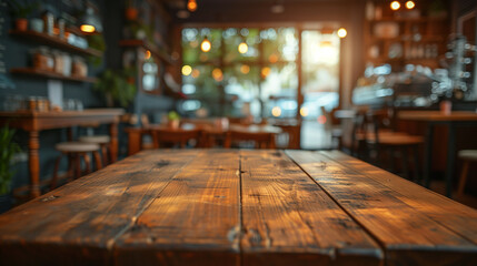Cozy Coffee Shop Interior with Warm Lighting