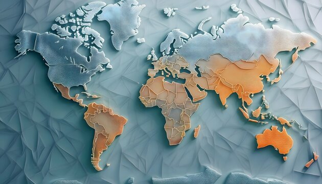 Environmental Impact Concept - Digital map of the world with tropical zones showing weather conditions.