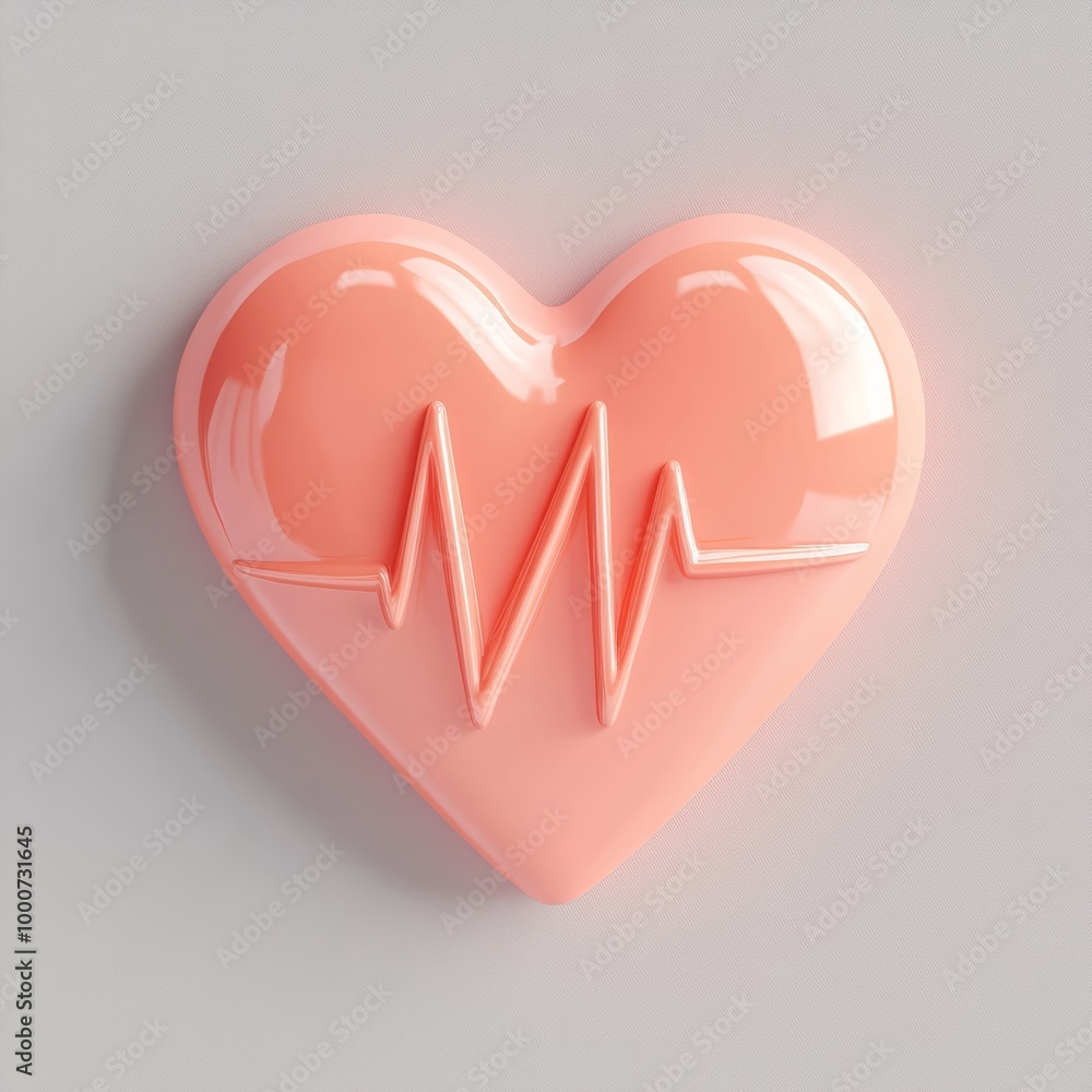 Poster a 3d icon of a heart monitor with a detailed pulse line, isolated on a simple clean surface