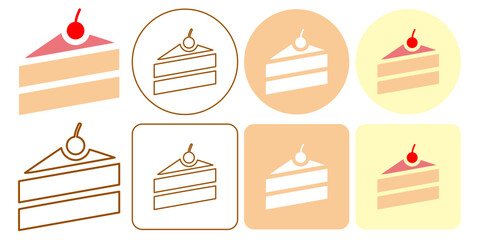 piece of cake, dessert menu for restaurant or café, event celebration birthday or wedding, bakery and pastry vector pictogram sign icon symbol ui and ux design, glyphs and stroke line	