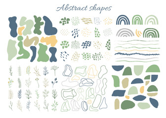 Big set of hand drawn organic shapes. Abstract contemporary modern trendy . Vector illustration