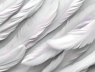 Elegant White Feathers: A Harmonious Artistic Composition Perfect for Sporty Interior Decor and Stylish Posters