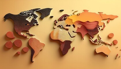 Environmental Impact Concept - Digital map of the world with tropical zones showing weather conditions.