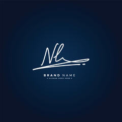 Initial Signature Logo for Letter NL - Vector Logo Template in Handwritten Signature Style