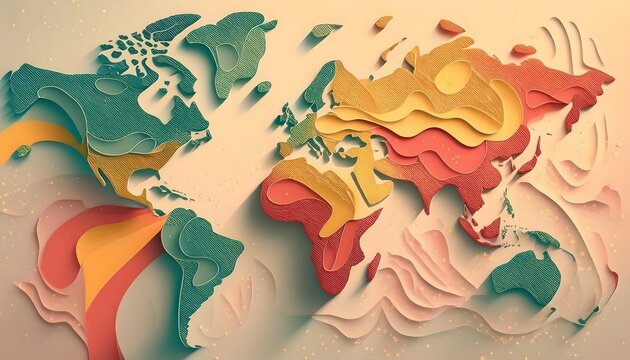 Environmental Impact Concept - Digital map of the world with tropical zones showing weather conditions.
