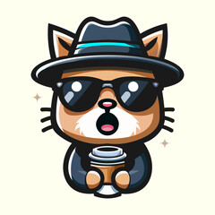 Adorable cartoon cat illustration, perfect for kids’ print designs and playful animal art projects