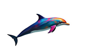 Colorful dolphin isolated on isolated white background