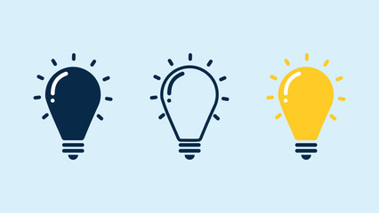 Set of three light bulb represent effective, creative, innovative business idea concept