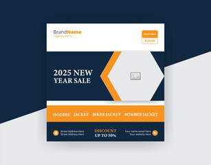 2025 new year sale and winter social media post design