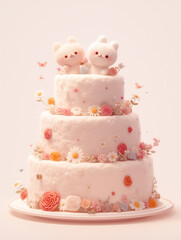 かわいいフェルト風のウェディングケーキ