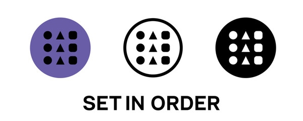 Set of icons from seiton or set in order, with 3 types of icon colors, there are purple, white and black. This icon is suitable for presenting the 5s system