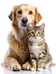 Obraz premium Cat and Dog Best Friends. Pet Friendship Moments. Cat and Dog Bonding. Unlikely Animal Companions. Cute Cat-Dog Friendship.