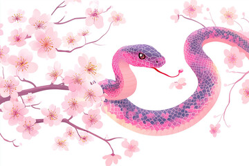 Fototapeta premium 2025年 年賀状素材 巳年 へび