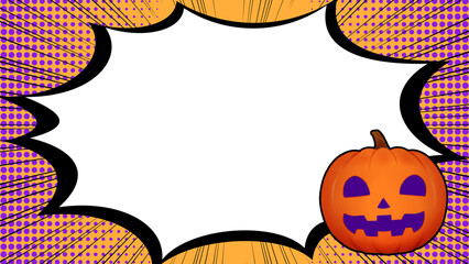 ハロウィン　フレーム　カボチャ　お化け　素材　枠　吹き出し　集中線　囲み　サンバースト　飾り枠　衝撃　びっくり　見出し　タイトル　キャンペーン　フェア　バーゲン　柄　派手　ポスター　16:9