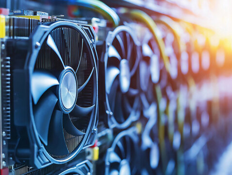 High-Performance Mining Rigs and Data Center Equipment in Operation