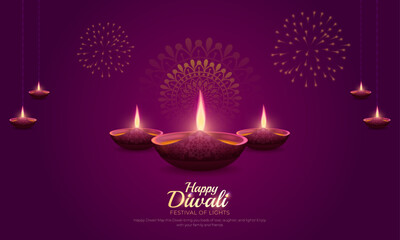 Happy Diwali Indian festival of lights, holiday Background, Diwali celebration greeting card, abstract vector illustration design.