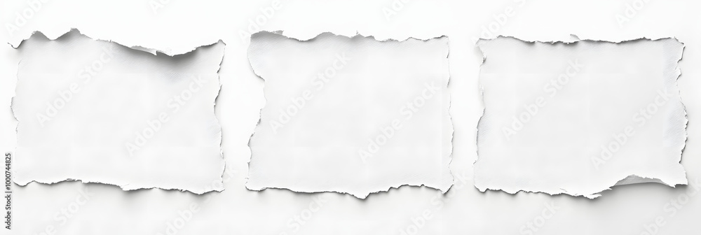Aufkleber torn blank pages with uneven texture edges. set of ripped white paper sheets png isolated on transpa