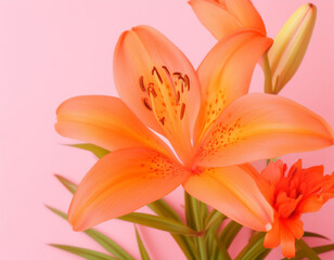 Obraz premium Orange Lily Flower Closeup Illustration