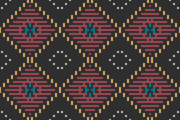 Fabric Texture Arabic Tile Patternfolk Embroidery, Aztec Geometric Ornament Print. Design for Carpet, Wallpaper, Clothing, Wrapping, Fabric