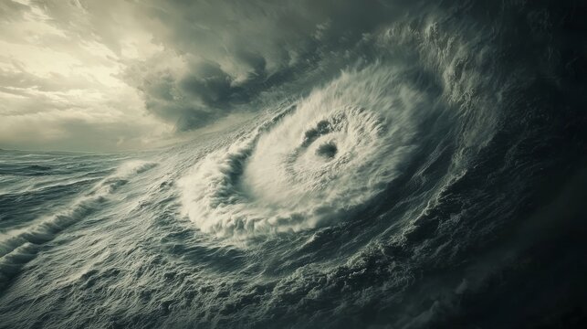 Majestic Cyclone: Stunning Footage of a Powerful Storm Over the Turbulent Ocean
