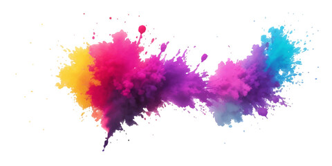 Bright colorful watercolor splash splatter stain brush strokes on white background. Modern vibrant aquarelle spot. Rainbow trendy isolated design on white. Element. Vector watercolor illustration.	