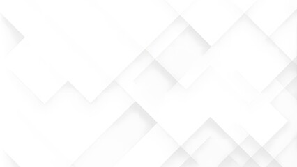 Abstract white background with texture pattern, layered geometric triangle shapes, white and grey glossy squares abstract tech banner design