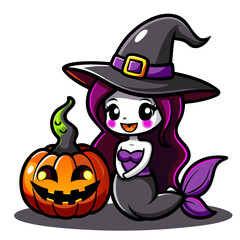 Cute Halloween Mermaid Witch 