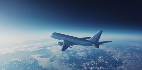 Obraz premium High Altitude Journey: Jet Plane Soaring Through the Stratosphere 