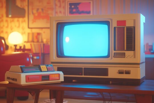 Retro Gaming Setup with Vintage Television