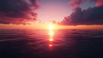 Fototapeta premium Majestic Sunset: Moody Storm Clouds Gathering Over Calm Ocean