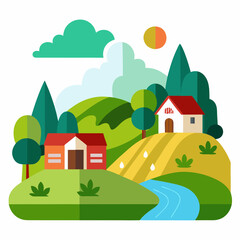 Countryside vector illustration on white background