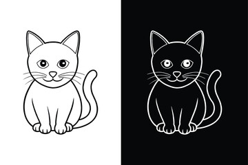 Obraz premium Cat line icon vector illustration. Cat line icon black white background