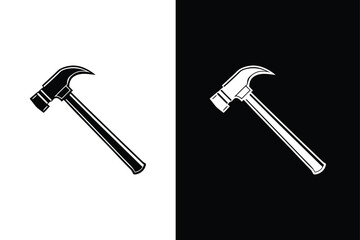 Hammer icon template black white color editable. Hammer symbol Flat vector sign isolated on white black background.