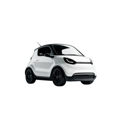 Fototapeta premium A sleek white electric microcar perfect for urban commuting. Compact design, modern technology, and eco-friendly transport.