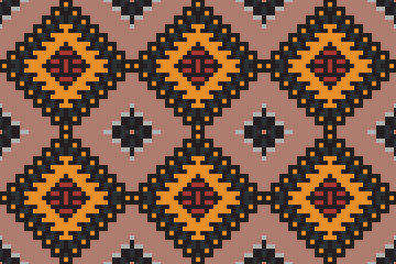 Pillow Geometric Abstract Patternfolk Embroidery, Aztec Geometric Ornament Print. Design for Carpet, Wallpaper, Clothing, Wrapping, Fabric