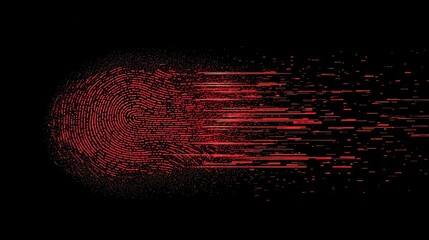 Abstract red particles in motion on a black background, conveying speed and energy.