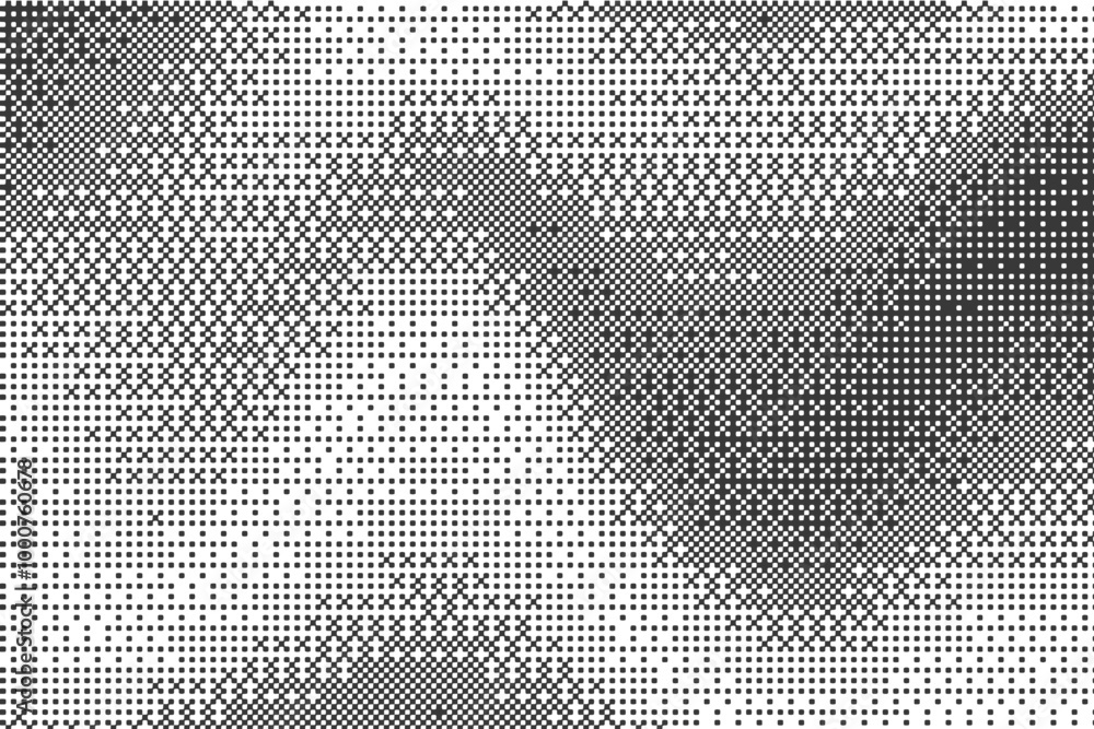 Poster wavy bitmap pattern background with pixel. gradient dotted halftone video dither effect. grunge vint