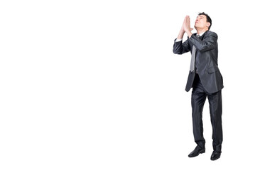 Hopeless well dressed man begging for support